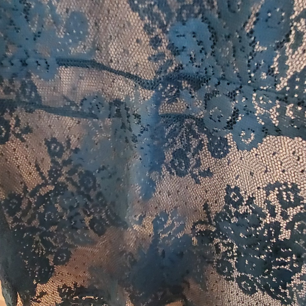 Lane Bryant sz 18/20 sheer lace Teal‎ Blue short slv peplum top boho going out - Picture 3 of 10